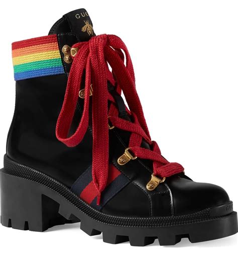 gucci rainbow combat boots|Gucci thigh high boots sale.